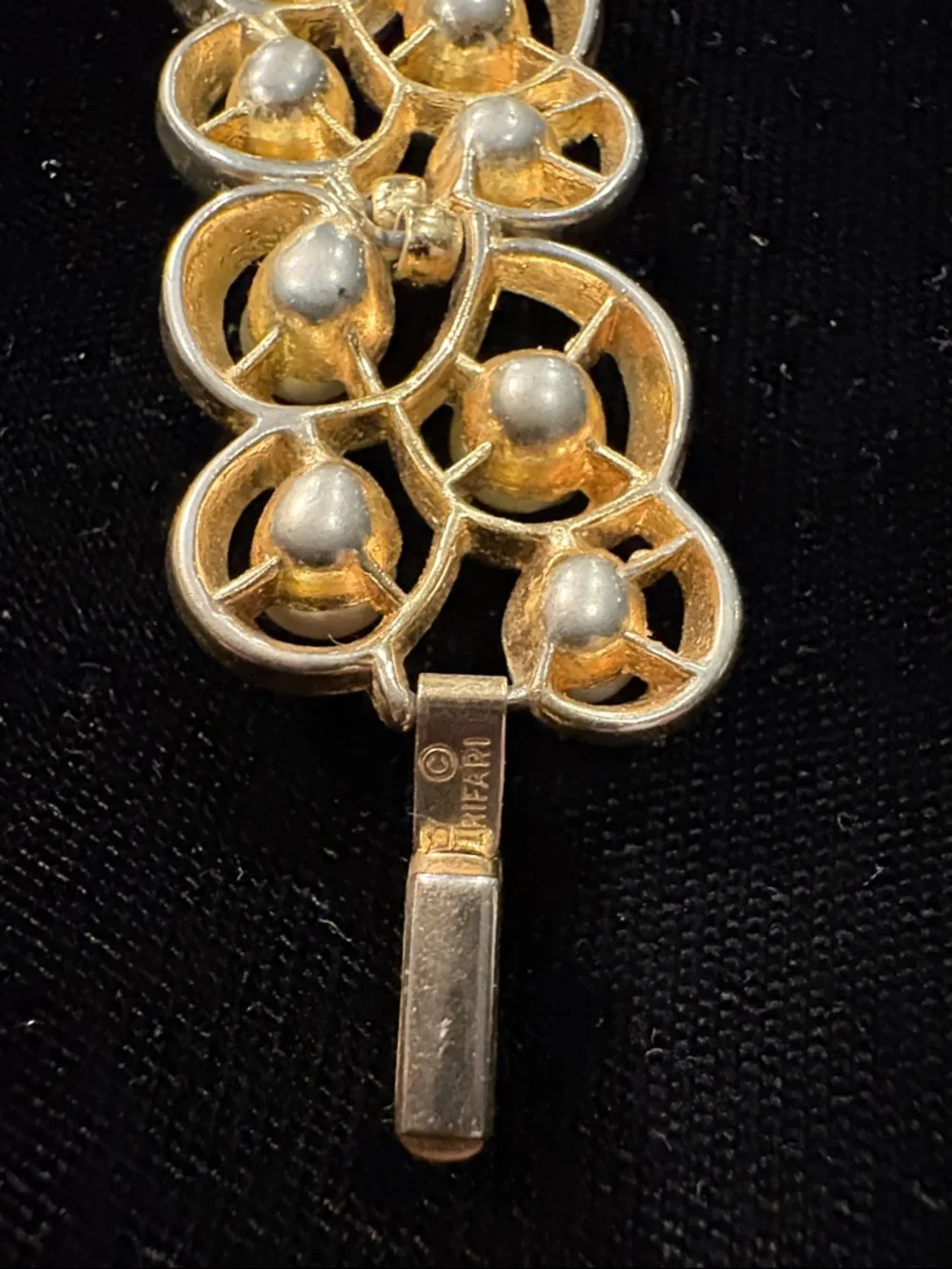 Trifari Gold-Tone Bracelet with Ivory Pearls - Picture 3 of 7